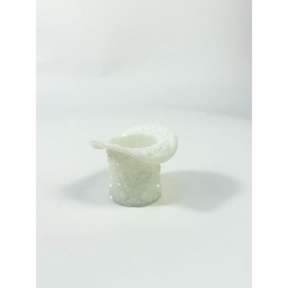 Toothpick Holder Vase Candleholder Fenton Daisy Button Top Hat Opalescent Milk G - Picture 12 of 16